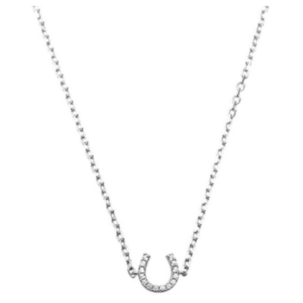 18K Plated Sterling Silver CZ Horseshoe Necklace